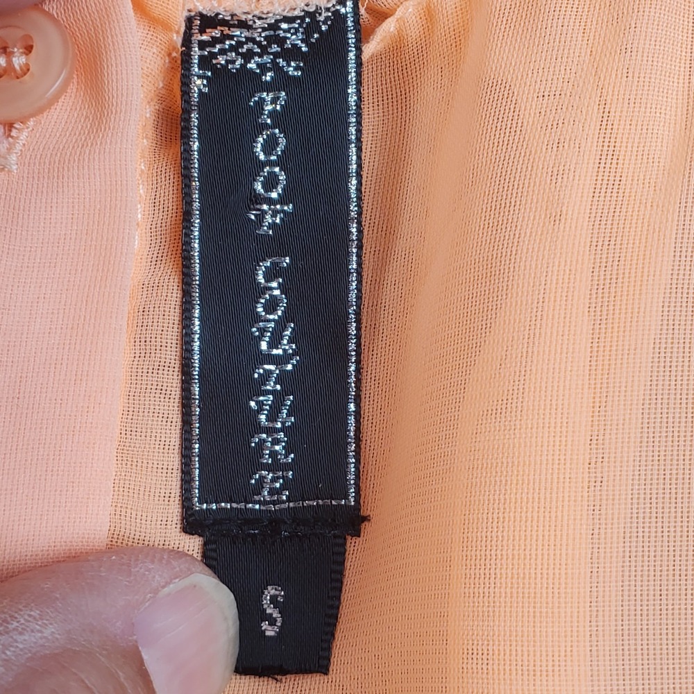 Poof Couture Sheer Neon Orange Sleeveless Open Lattice Top Size S *FLAW* - Picture 8 of 10